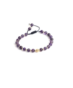 AMETİST Doğal Taş. Altın dorikalı bileklik