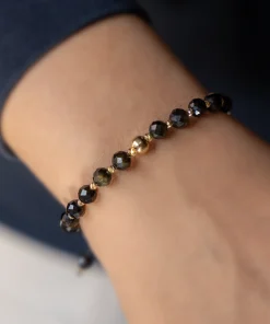 OBSİDYEN Doğal taş. Altın dorika bileklik